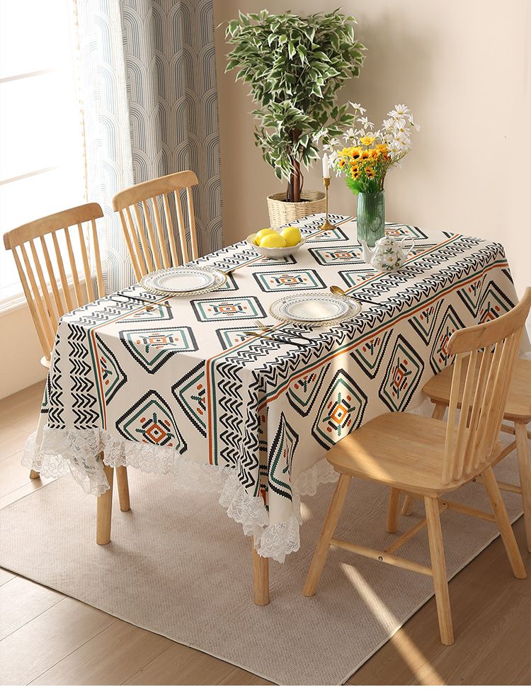 Nappe bohème rectangulaire 100 % coton, imperméable et antitache, décorative, pour table basse (plusieurs tailles et motifs)_voghion.com