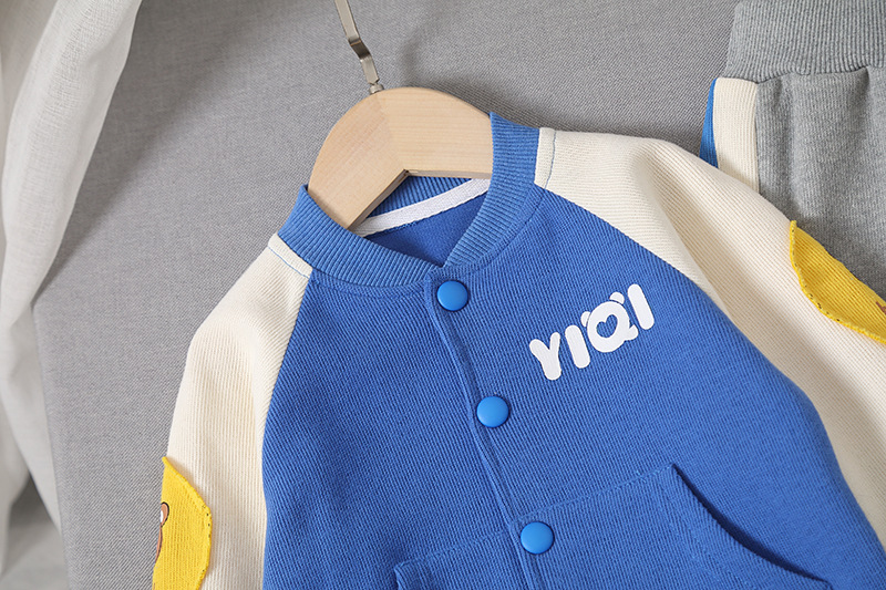 YIQI Camicia da baseball per bambini Due pezzi Set sportivo casual per bambini Maglione cardigan in cotone per ragazzi e ragazze_voghion.com