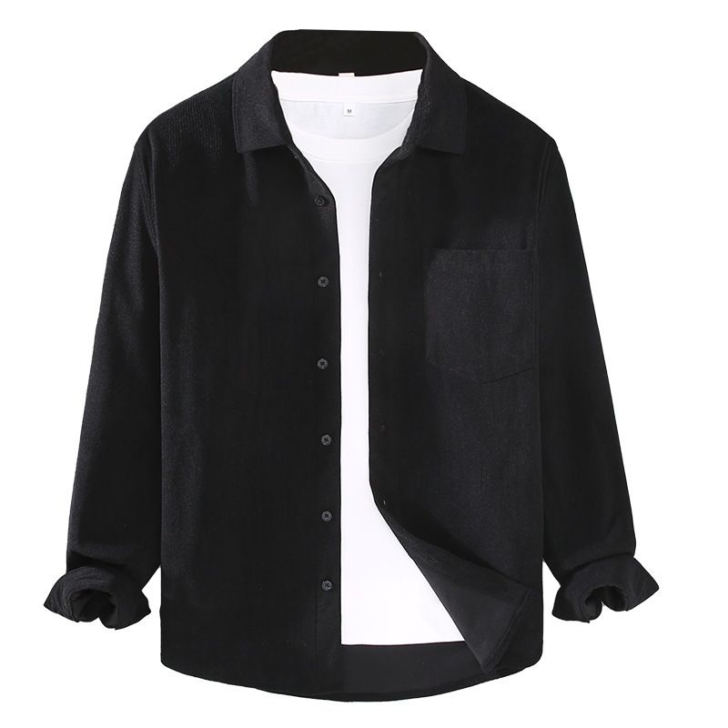 Men's Long Sleeved Shirt, Solid Color, Loose Drape, Spring And Autumn Waffle Texture Shirt Jacket_voghion.com