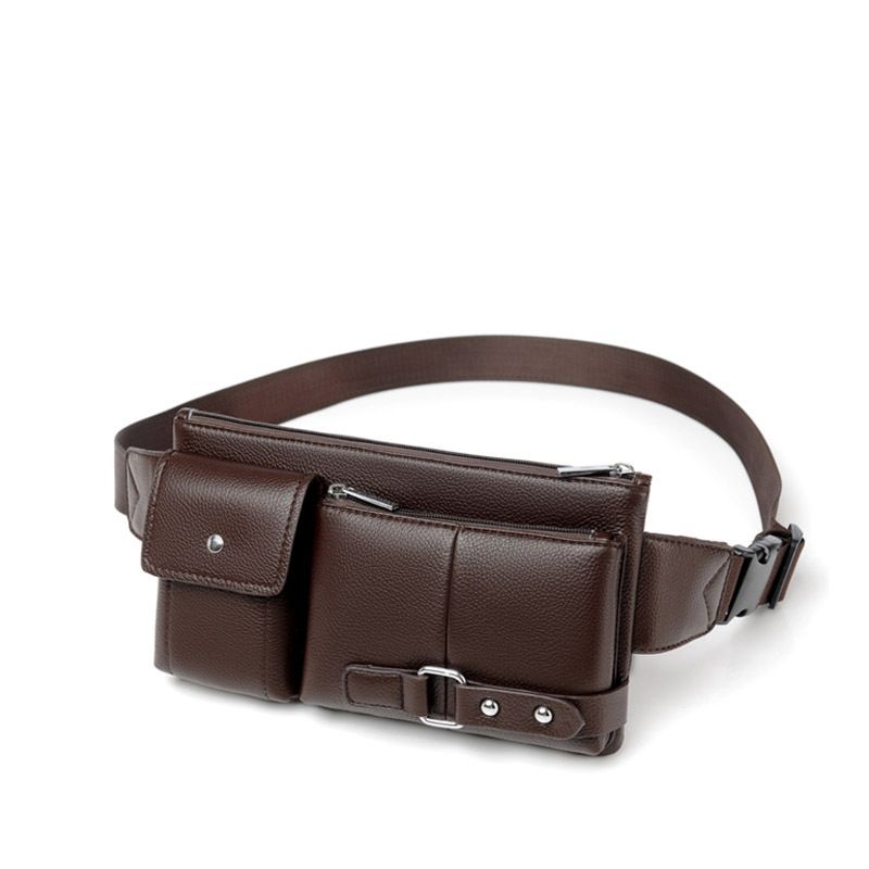 Nuovo marsupio multifunzionale da uomo in vera pelle, borsa a tracolla sportiva e per il tempo libero_voghion.com