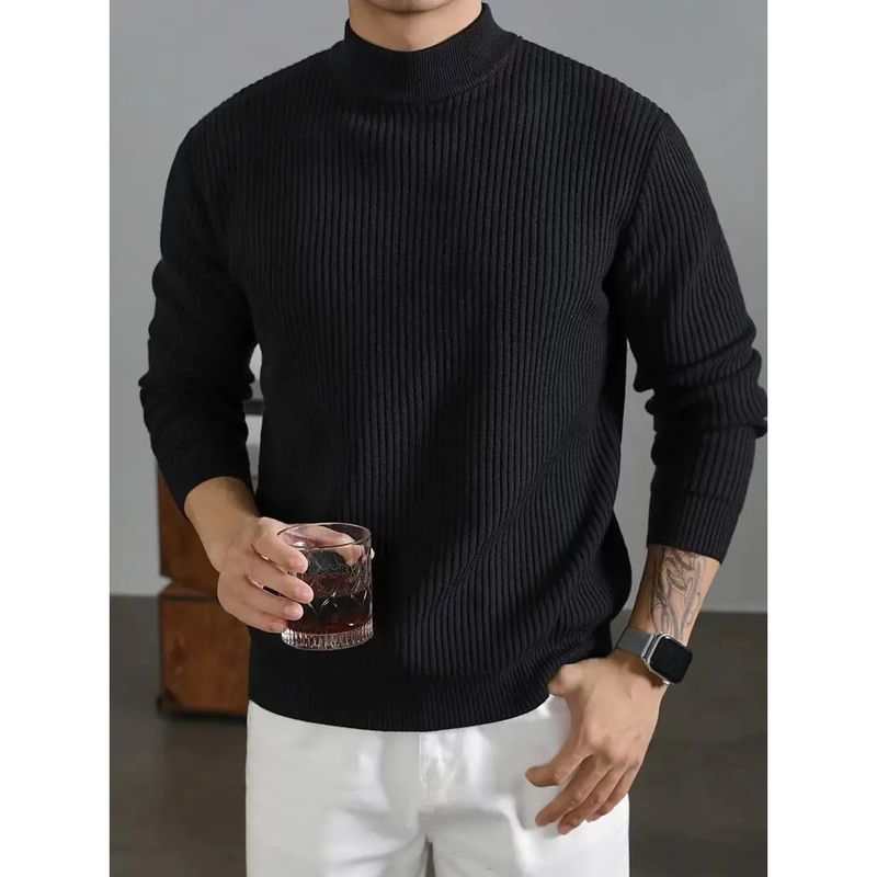 Maglione da uomo per autunno e inverno, vestibilità slim, collo medio, strato interno, strato di base, maglieria per ragazzi_voghion.com