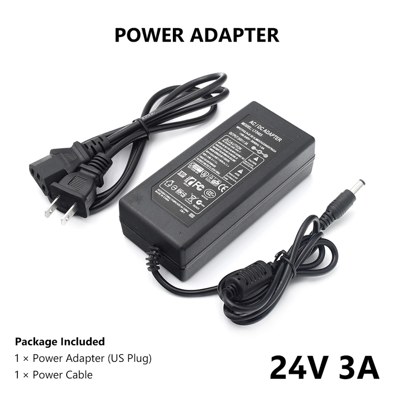 DC 24V 3A US/EU/UK/AU Plug Charger Universal AC100-240V To DC 24V 3A Power Supply Adapter Converter Module Stable High Power_voghion.com