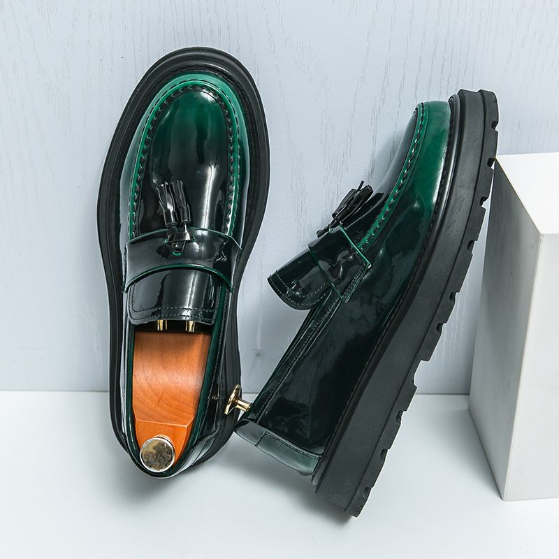 Hochwertige Lederschuhe für Männer mit Sinn für britischen Stil, hoher Leibhöhe, dicker Sohle, trendig und glänzend_voghion.com