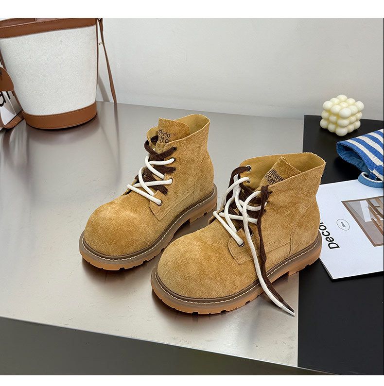 Cowhide Version Of The Leather Thick Bottom Height Martin Boots_voghion.com