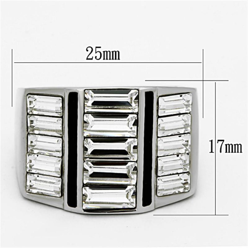 TK1185 - High polished (no plating) Stainless Steel Ring with Top Grade Crystal in Clear_voghion.com