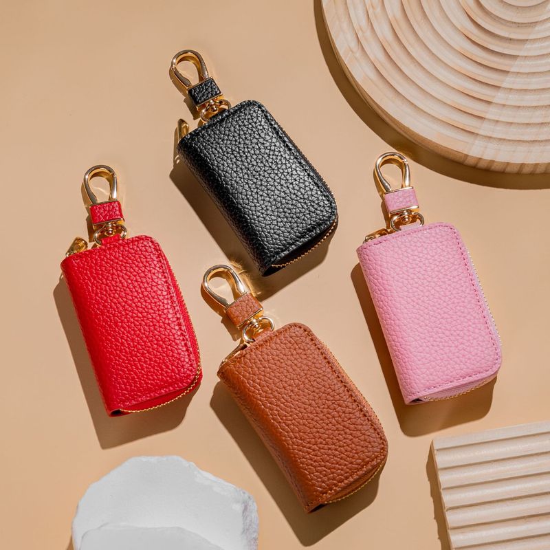 Moda Liçi Desenli Araba Evrensel Modelleri Erkek ve Kadın Saklama Deri Çantası Mini Anahtar Çantası_voghion.com