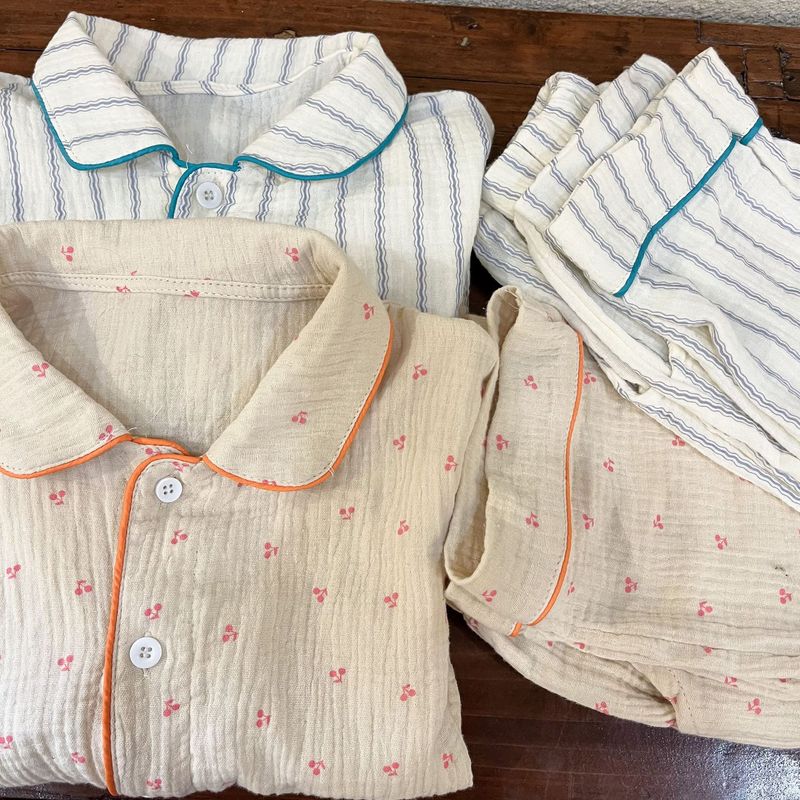 Pijamas para niños, conjunto de manga larga de gasa de algodón para primavera y otoño para niñas y niños, ropa para el hogar_voghion.com