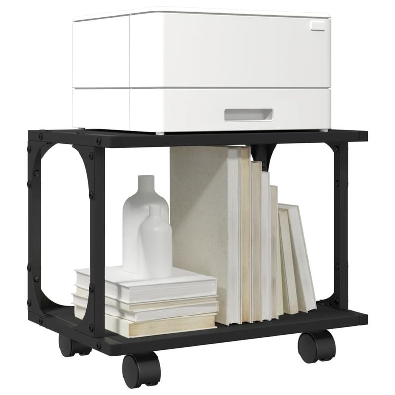 Printer Stand 2-Tier Black 16.1"x11"x13.2" Engineered Wood_voghion.com
