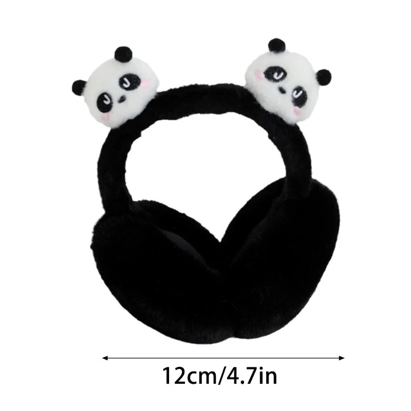 Încălzitoare de urechi moi și cu panda de pluș, activități în aer liber de iarnă, vă țin de cald pe vreme rece pentru Halloween_voghion.com