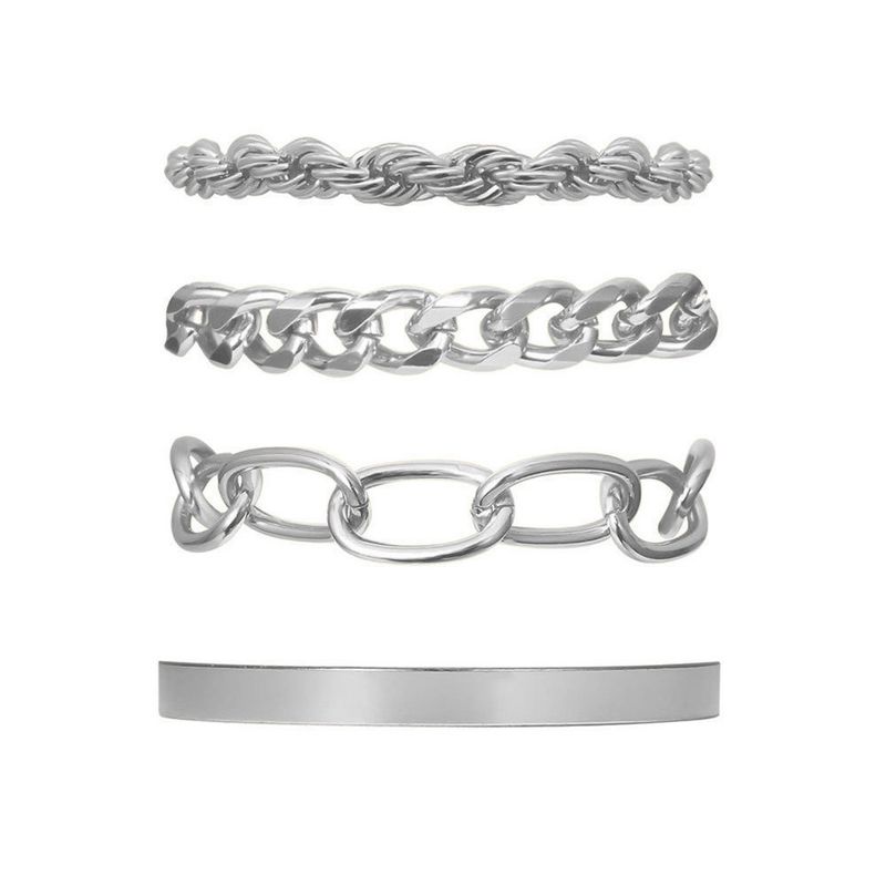 Set di braccialetti con osso a forma di serpente, stile hip-hop, a forma di C, con catena cubana intrecciata, semplice e di nicchia._voghion.com