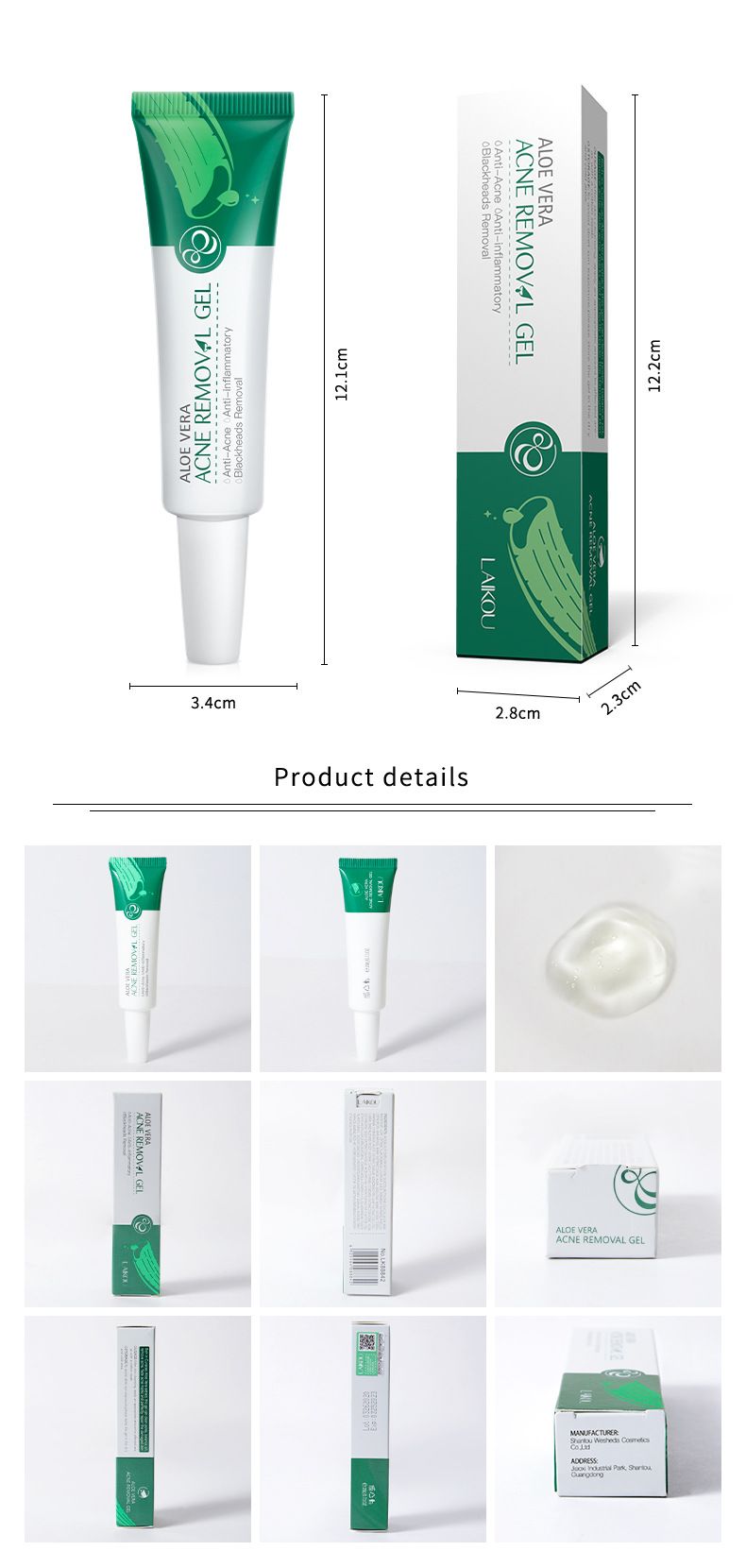 Trattamenti e maschere Crema anti-acne all'aloe vera 20 g Prodotti idratanti per la cura della pelle Confezione in inglese_voghion.com