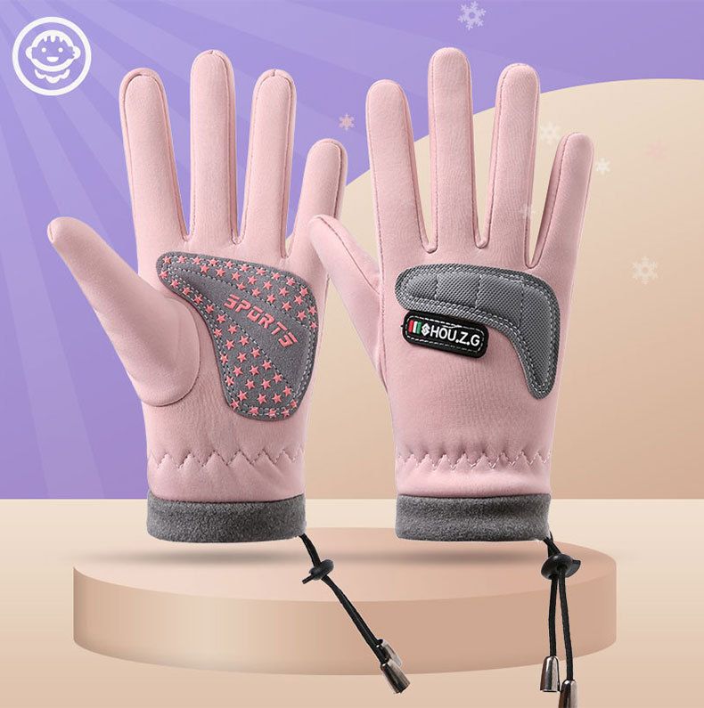 Children's Warm With Winter Veet, Anti Slip Protection, Windproof, Outdoor Cycg, Student Roller Skating Sports Gloves_voghion.com
