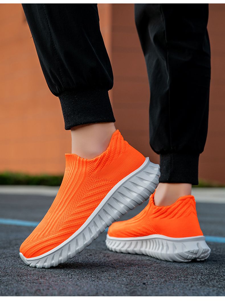 Green Platform Knit Sneakers Men Women Trainers Breathable Socks Men's Running Shoes Comfortable Slip-on Women's Sports Shoes_voghion.com