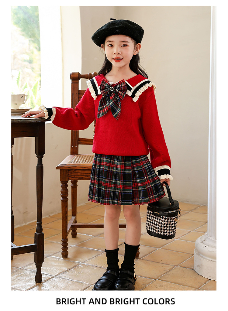 Wollkleidung für Mädchen im Herbst und Winter, trendiges Prinzessinnenkleid für Kinder, Faltenrock für Mädchen,_voghion.com