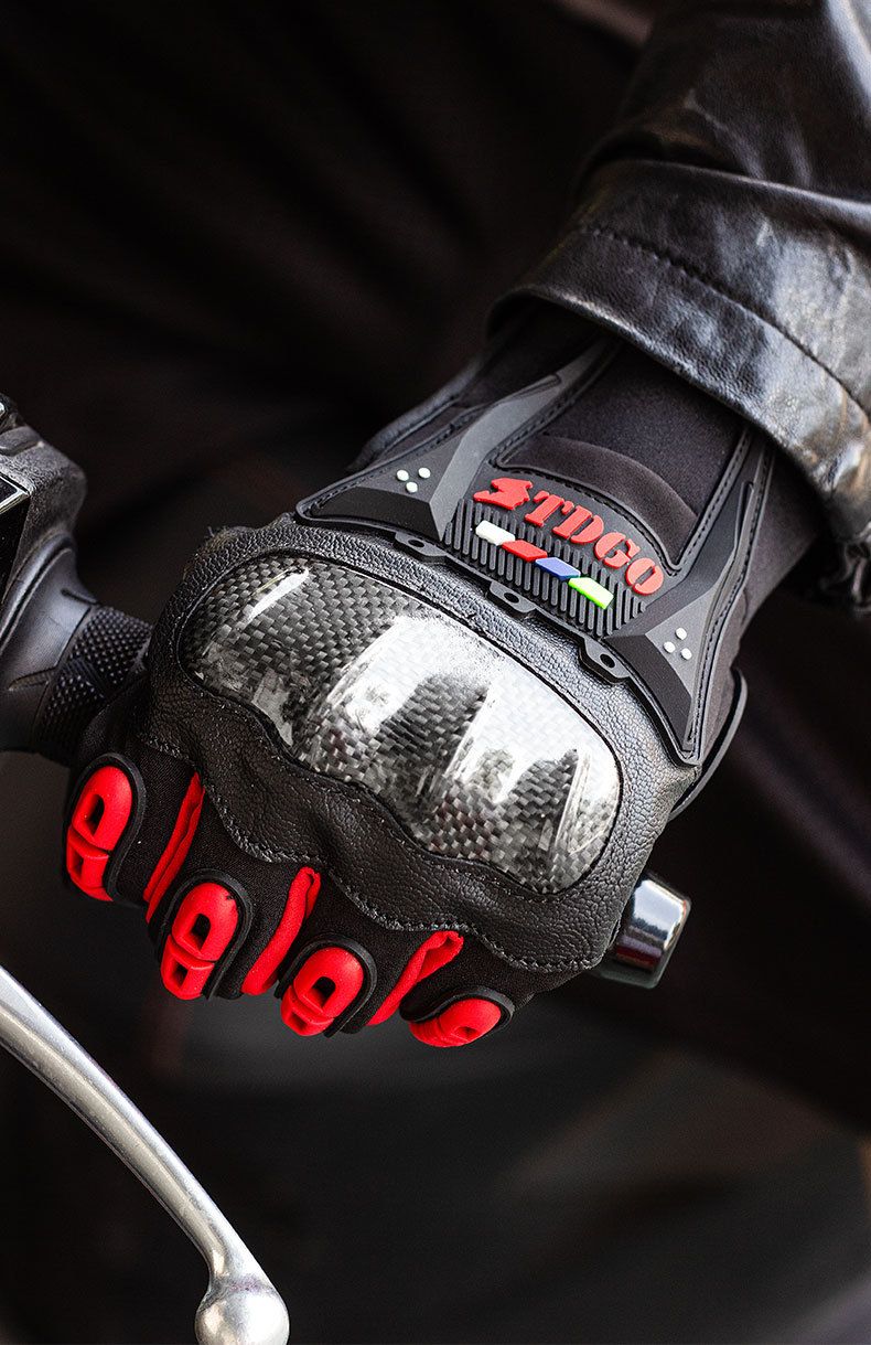 Motorcycle Gloves – All-Season Riding Gloves (Touchscreen, Anti-Slip, PE/Alloy/Carbon Shell, M/L/XL, Black/Red/Green)_voghion.com