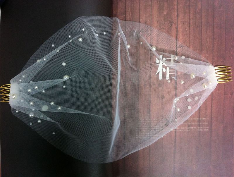 Voile de mariée unisexe en voile de mariée avec peigne à cheveux double orné de perles, voile de mariée en filet doux blanc_voghion.com