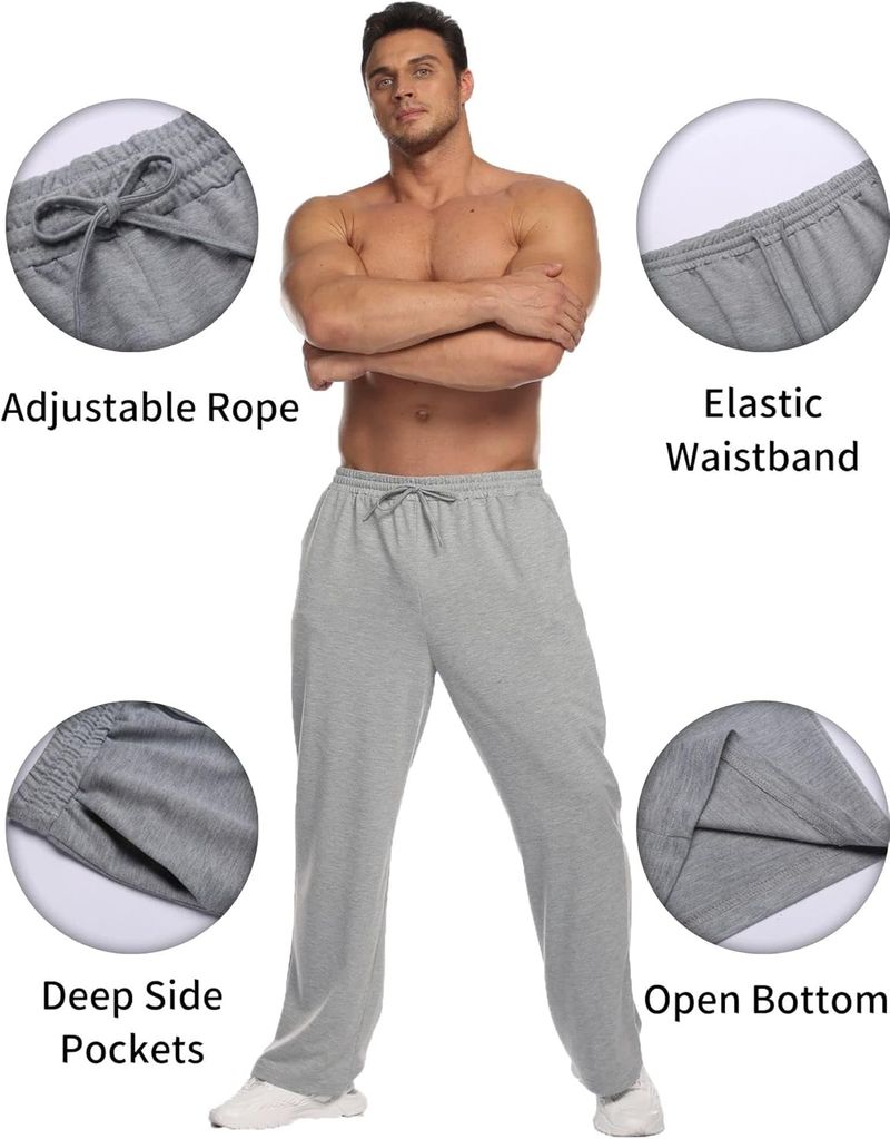 Men's Jogging Lightweight Tracksuit Bottoms, Long Sweatpants, Leisure Sports Trousers With Pockets And Drawstring_voghion.com