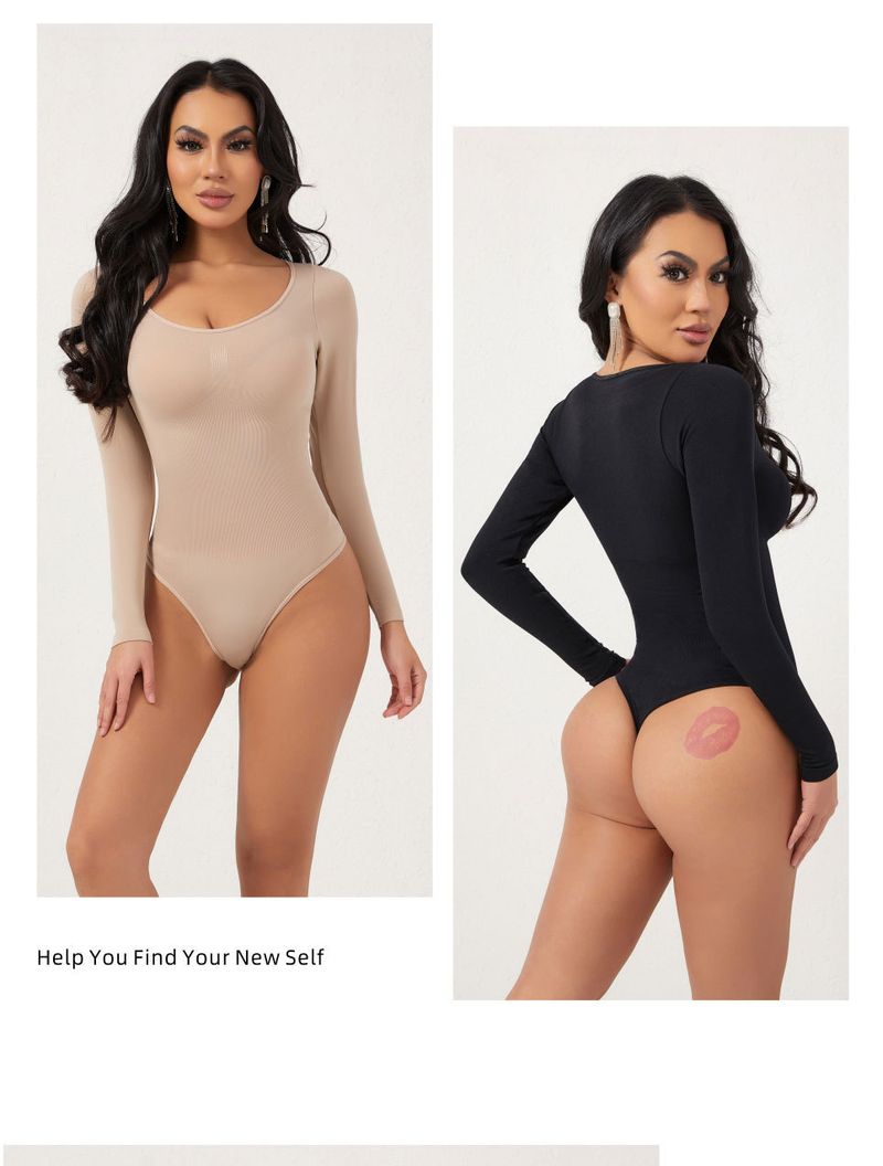 Nahtloser Shapewear-Bodysuit für Damen – Bauchkontrolle, Po-Lifting und Taillentrainer mit langen Ärmeln, schlankmachende Ganzkörperkompression_voghion.com
