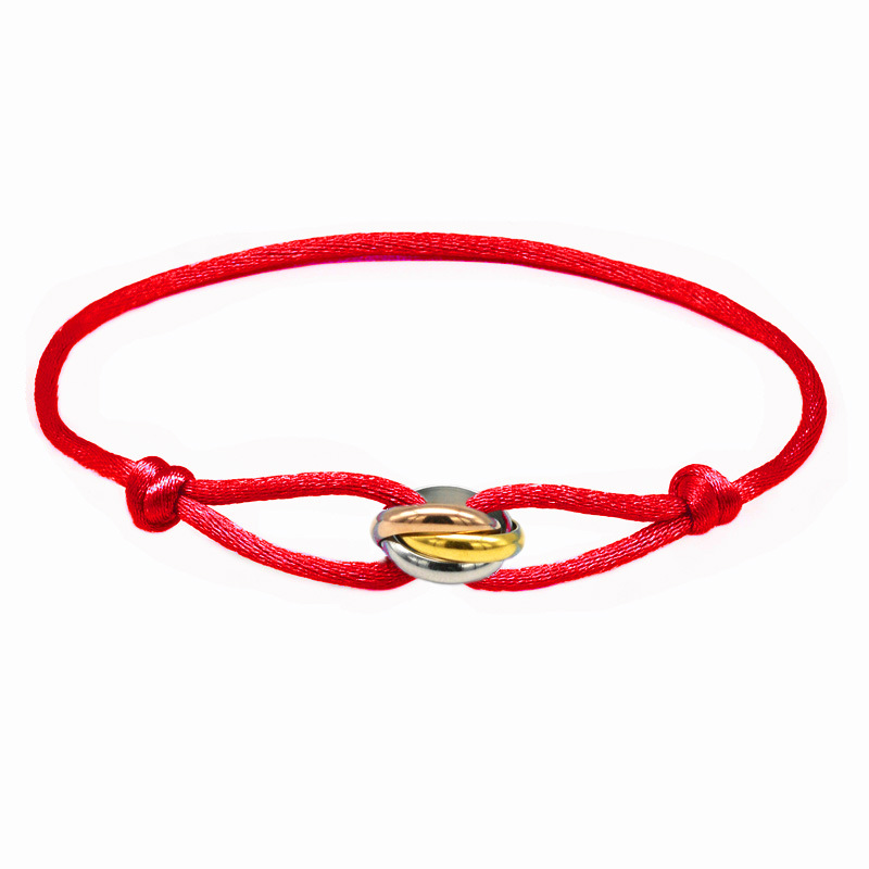 Designer Hand Woven Couple Stainless Steel DIY Bracelet With Three Color And Three Ring Adjustable Bracelet, Women's Fashionable Jewelry Accessories_voghion.com