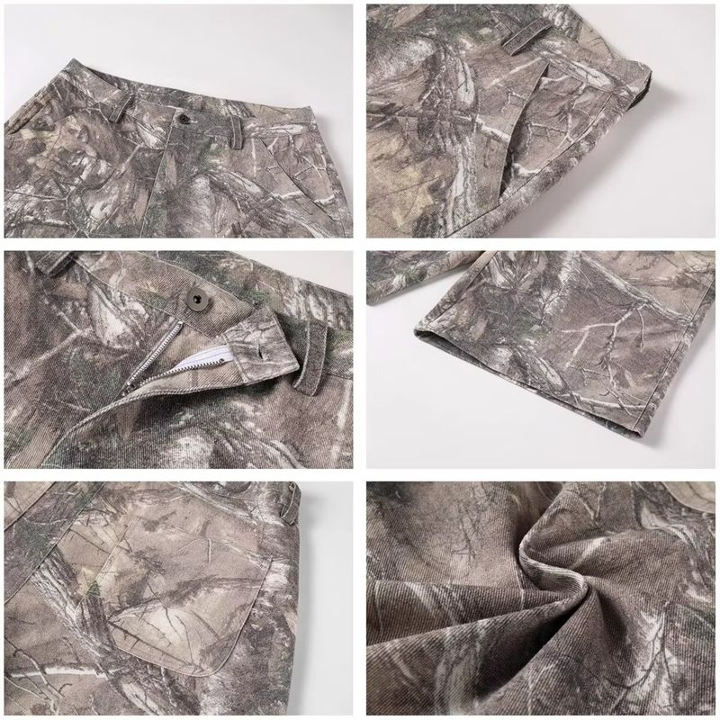 Europäischer und amerikanischer Cross Border Retro Street Harajuku Leaf Camouflage Print Lose Arbeitskleidung Casual Shorts Kurze Hosen Männer und Frauen Sommer_voghion.com