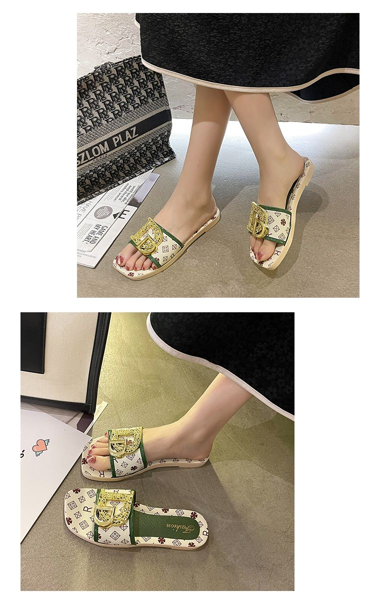 Pantofole da donna estive, multicolori, con fondo piatto, alla moda, sandali da spiaggia alla moda, versatili, pantofole a una linea per_voghion.com