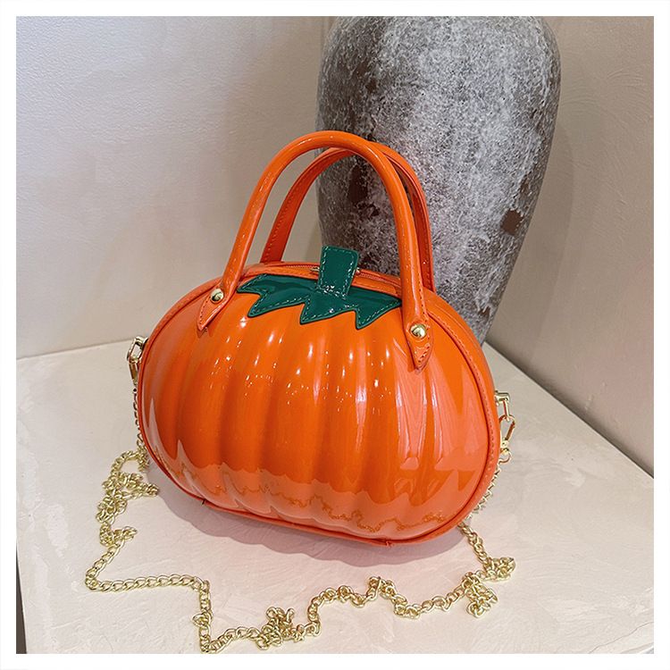 Halloween Kürbis 2025 Neue modische Persönlichkeit Design Stilvolle Handheld Schulter Kette Kleine Runde Tasche_voghion.com