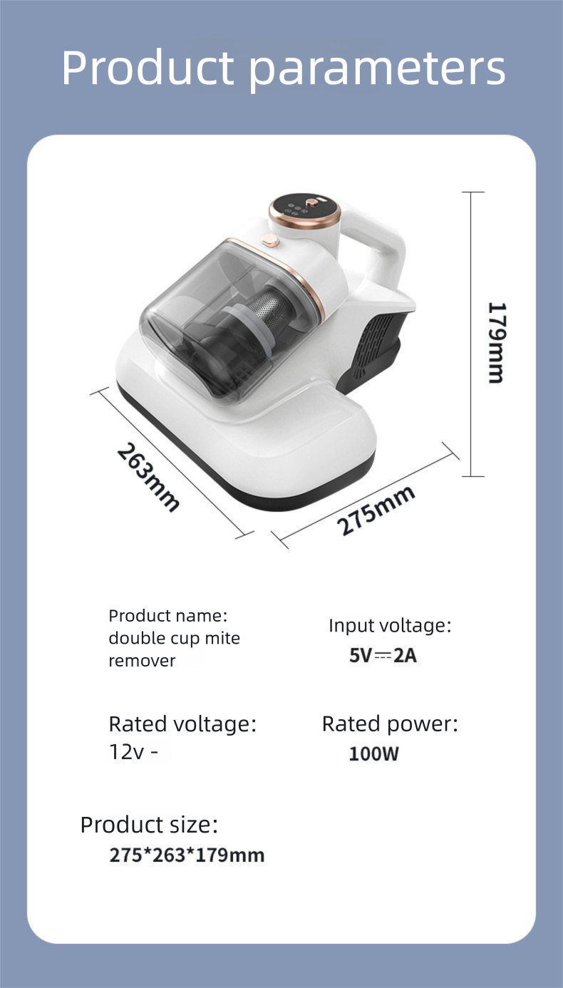 Aspirapolvere UV a doppia tazza - Rimozione portatile degli acari dal letto con sterilizzazione_voghion.com