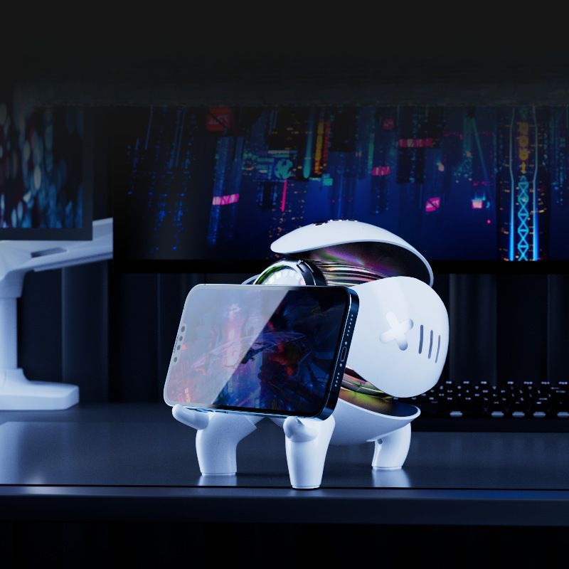 1 Mecha Little Monster Bluetooth Speaker Innovative Night Light Clock Cyber Car Desktop Robot_voghion.com