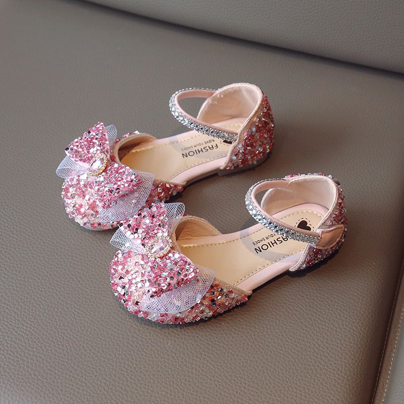Baotou-Sandalen für Mädchen, kleine Leder-Kristallsandalen für Kinder, Frühling/Sommer 2024, Schleife für kleine Mädchen, weiche Sohle_voghion.com