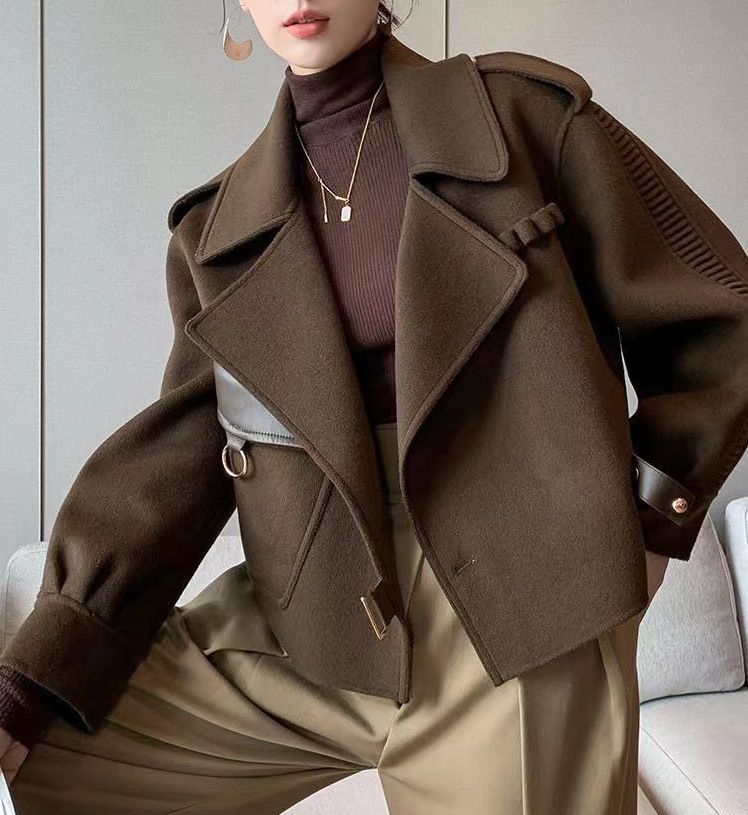 Ropa de mujer nueva moda otoño e invierno estilo coreano elegante delgado temperamento versátil abrigo de lana corto de moda_voghion.com