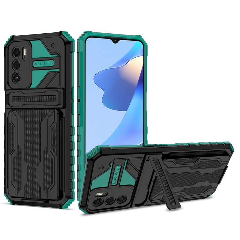 Carcasă antișoc pentru OPPO A16 A15 A54 /Realme C21 C20 C11 2021 C17 Suport antișoc Kickstand pentru card Slot pentru telefon _voghion.com