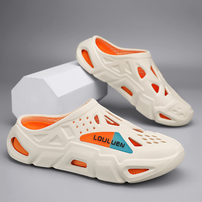 2025 Sommer Neue Stil Höhle Dicken Sohlen Garten Schuhe Tragen Off Slip Halb Hausschuhe Herren Casual Strand Sandalen_voghion.com