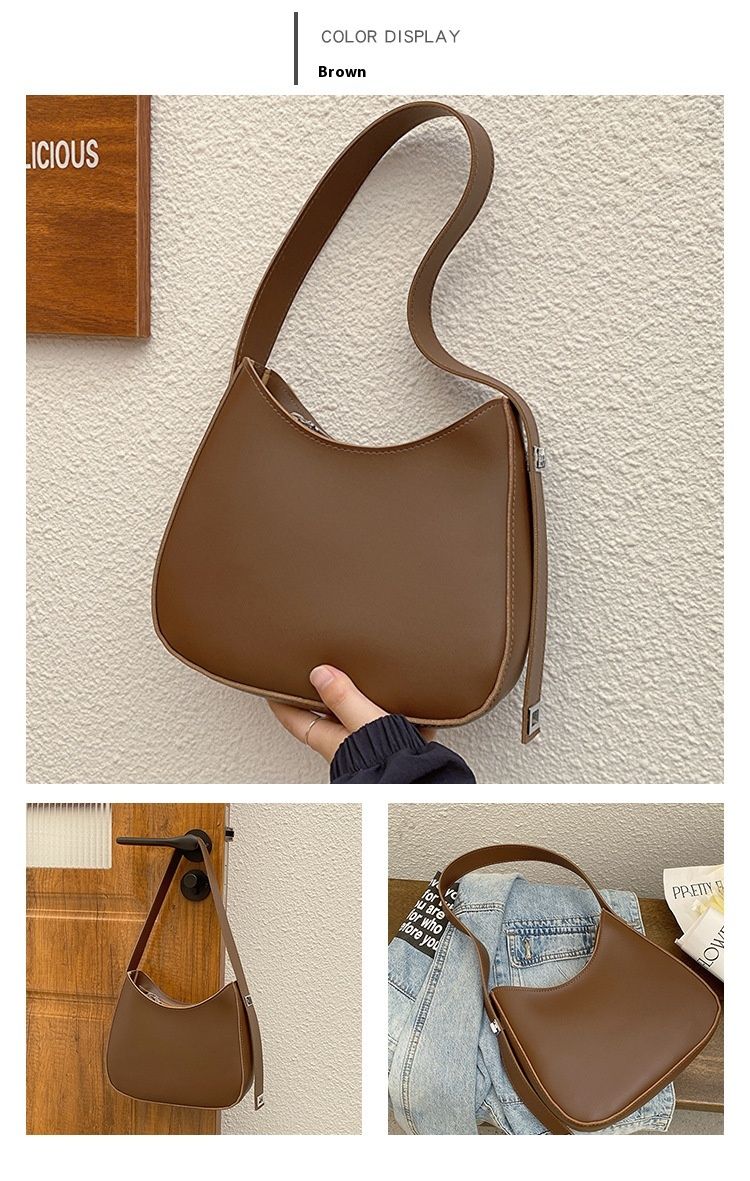 Retro Saddle Bag for Women 2024 New French Fashion Single Shoulder Underarm Bag Solid Color Versatile Crossbody Bag_voghion.com