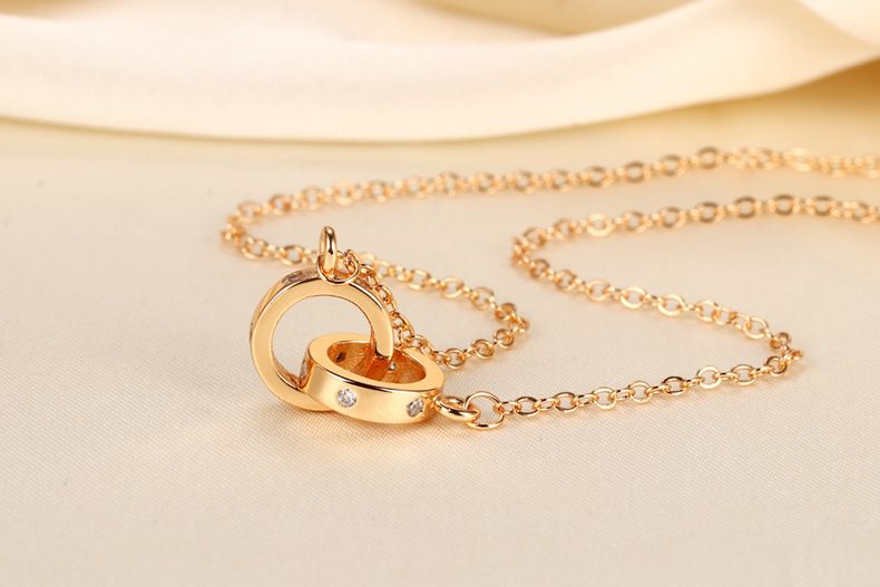 Women's Jewelry Mobius Double Ring Necklace Light Luxury Temperament Fashion All Match Personality Niche Clavicle Chain_voghion.com