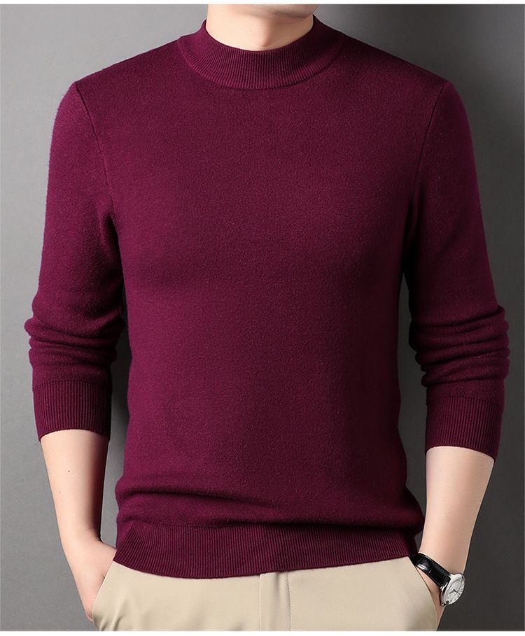 Maglione a collo alto da uomo, semplice e alla moda, maglione base, autunno inverno, casual, versatile, tinta unita_voghion.com