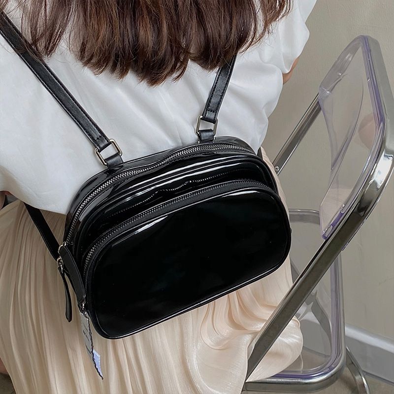 Shoulder bag 2024 new niche square cute solid color versatile daily casual black backpack for women_voghion.com