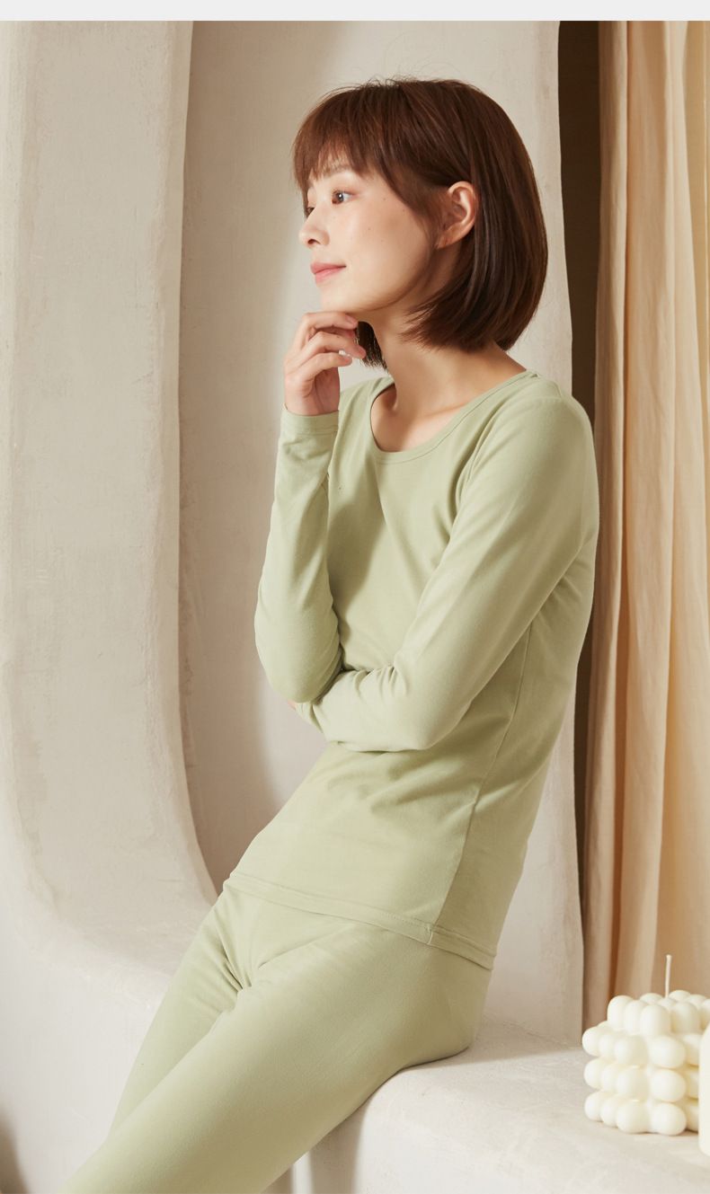 Autumn Clothes And Pants Women's Pure Base Layer Inner Wear Thermal All Cotton Student Underwear Set Winter_voghion.com