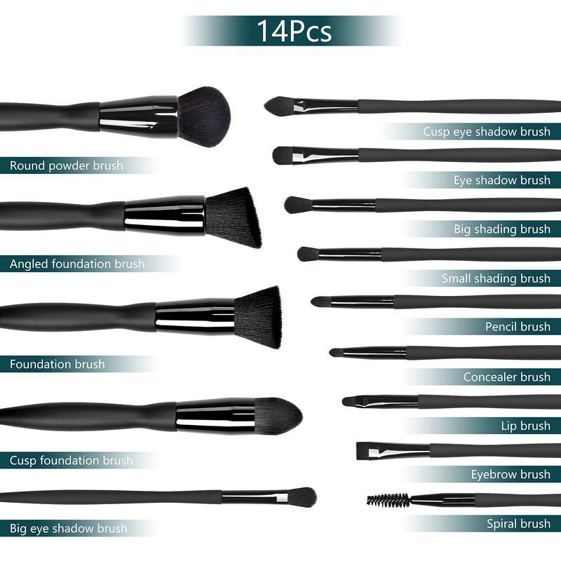 14 stücke bottom Diamant kleine taille einfach zu master make-up werkzeuge schwarz make-up pinsel anzug_voghion.com