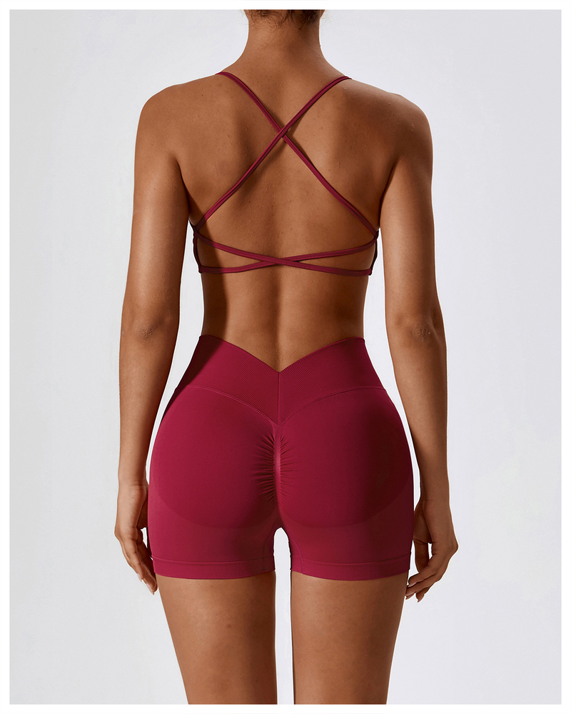 Îmbrăcăminte pentru femei, fără sudură, frumos costum de yoga pe spate, pentru alergare, cu uscare rapidă, strâns, costum de fitness sport pentru femei _voghion.com