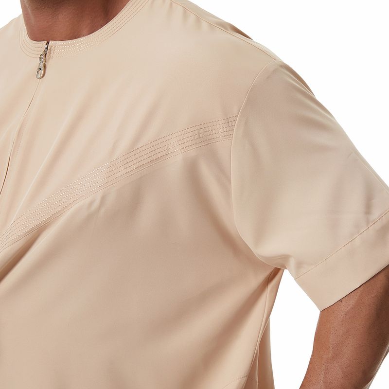 Herrenbekleidung Roben Einfarbig Kurzarm Longshirt_voghion.com