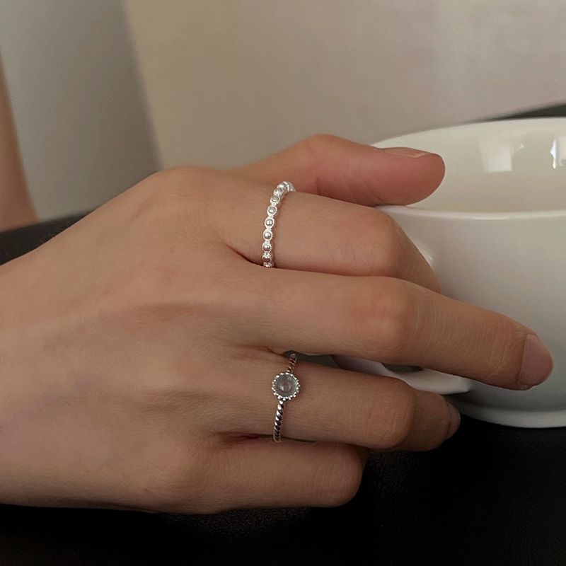 Bague en forme de cercle bleu uni, finement tressée, ouverte, réglable, design de niche, index, simple, polyvalente_voghion.com