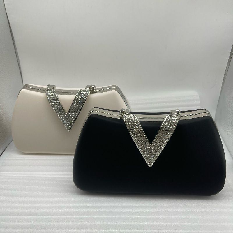 Tasche mit Strasssteinen, einfarbige Clutch, schlichte Abend-Clutch aus PU für Damen_voghion.com