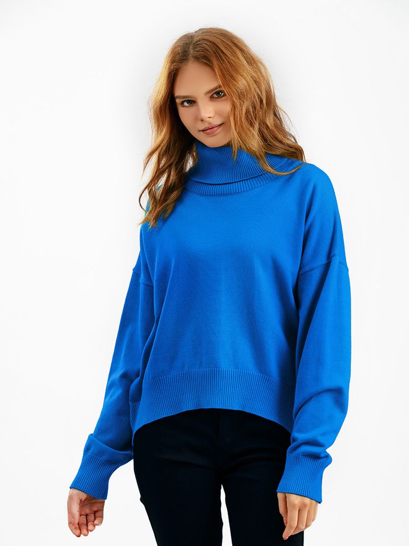 Women's turtleneck loose knit sweater_voghion.com
