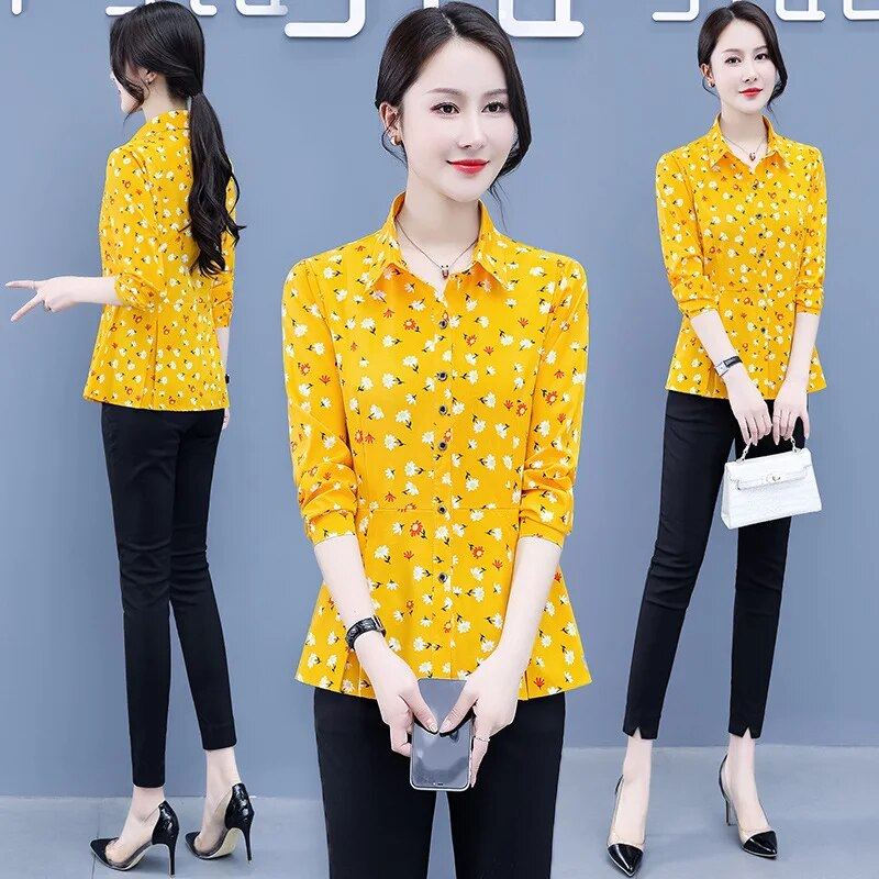 T-shirt a maniche lunghe da donna Autunno nuova camicia a pipistrello oversize allentata Camicetta da madre di mezza età_voghion.com