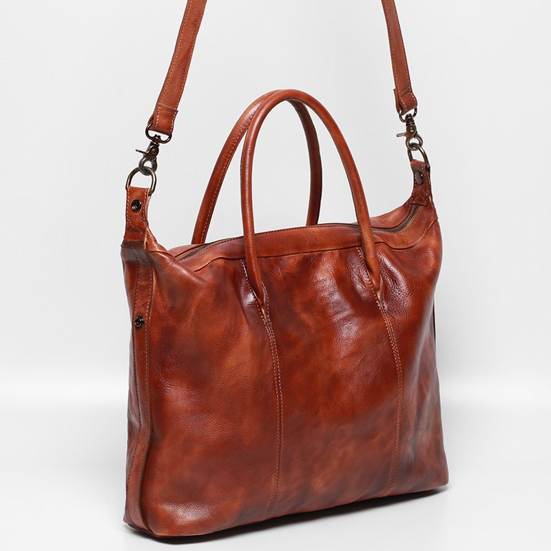 Genuine Leather Hand-held Men's Briefcase, High-end 16-inch Computer Bag, High-end Feel, Single-shoulder Crossbody Bag, Vegetable-tanned Retro_voghion.com