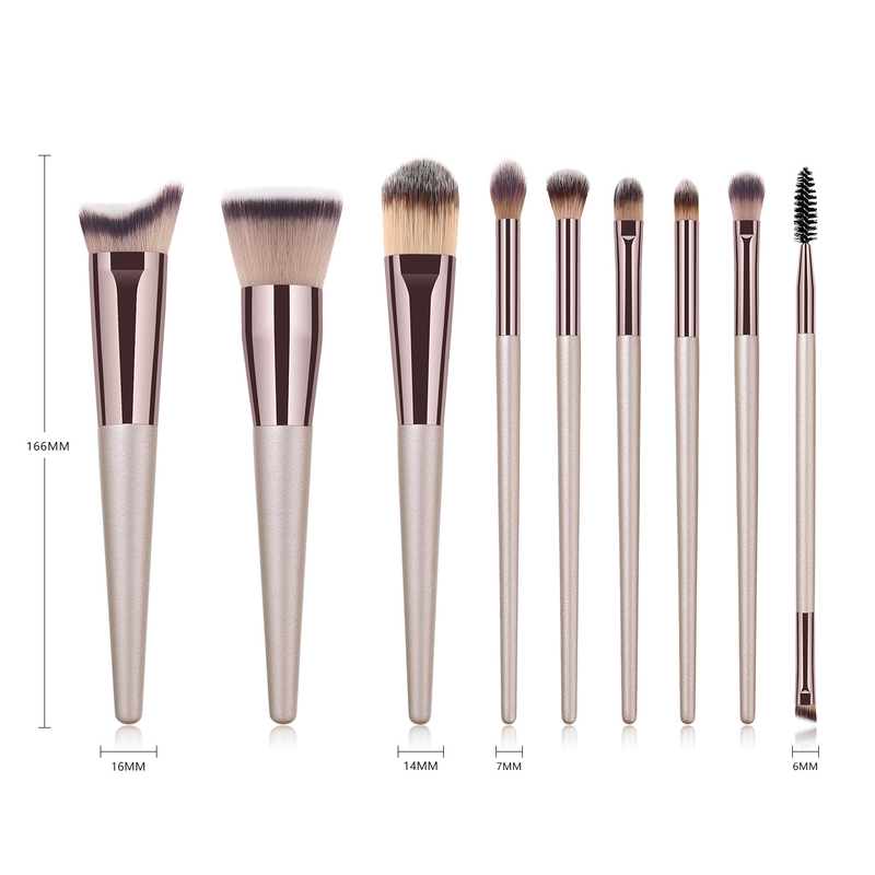9 darabos sminkecset-készlet Champagne Gold alapozó ecset Új szépségápolási eszköz_voghion.com
