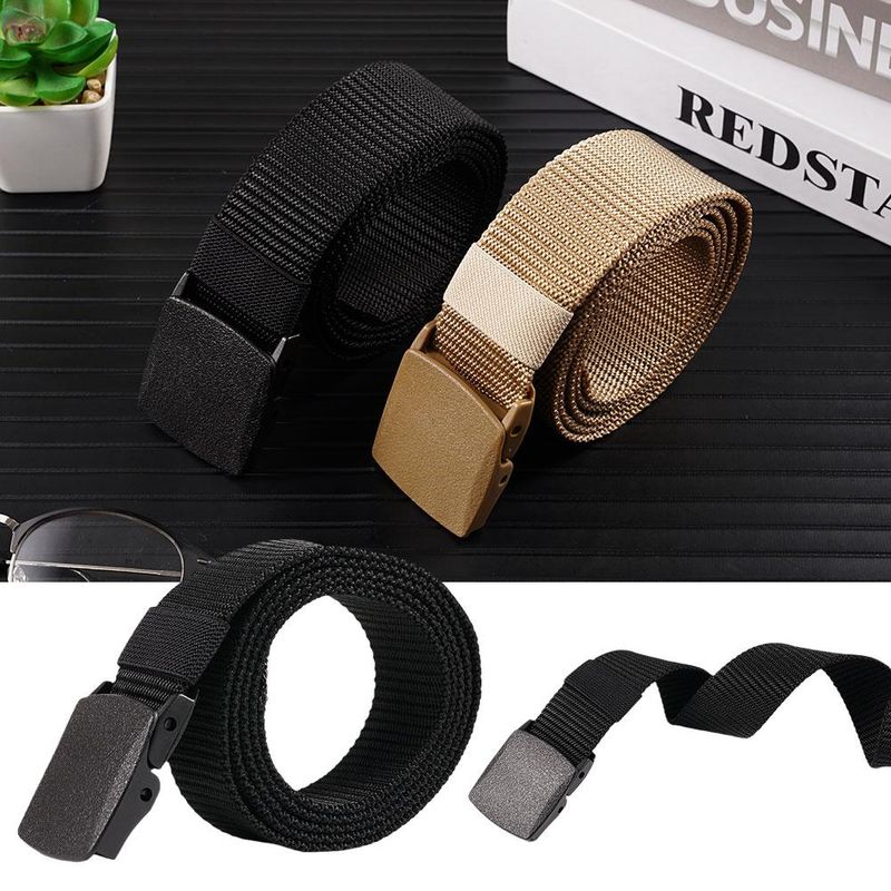 HOT Braided Nylon Canvas Outdoor Hunting Tactical Braid Belts For Men Women Jeans Solid Color Trouser Belt Adjustable Waist_voghion.com
