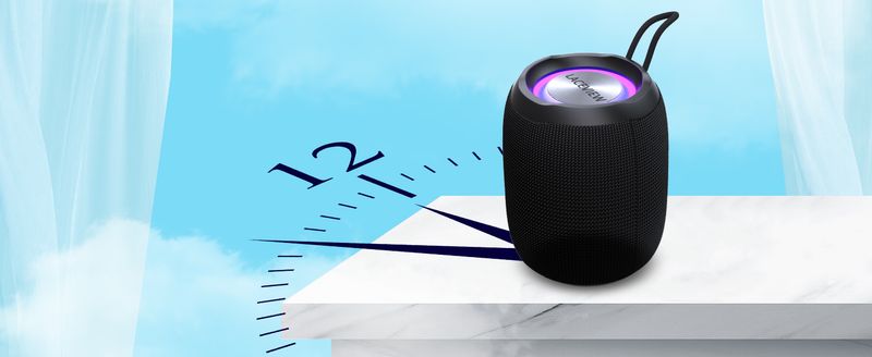 Bluetooth small portable wireless speaker, IPX6 waterproof, LED light mode, microphone, USB port, FM radio_voghion.com