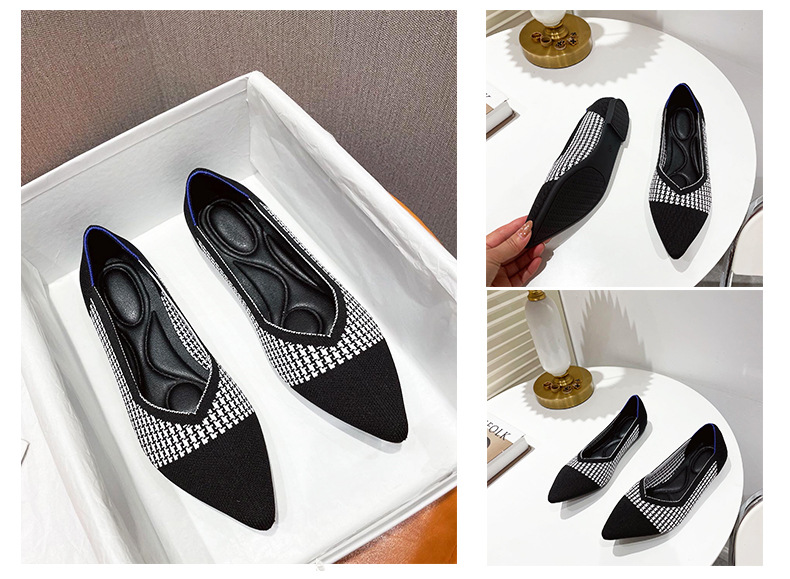 Scarpe da donna con tacco basso, con punta volante, in maglia, con involtini di pollo, per il commercio estero transfrontaliero_voghion.com