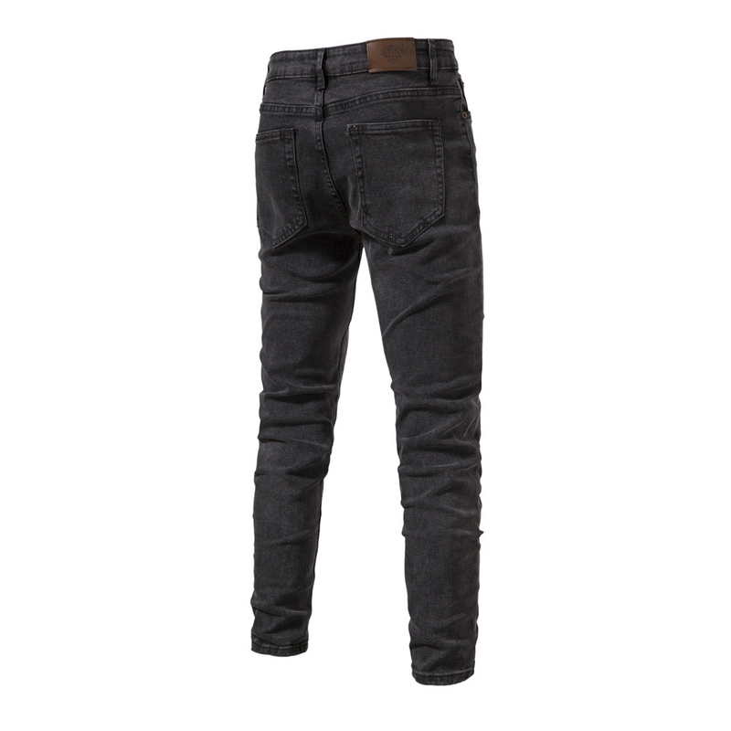Herrenbekleidung Persönlichkeits-Denim-Waschungstrend für Herren, lässig, mikroelastisch, gerade Hose_voghion.com